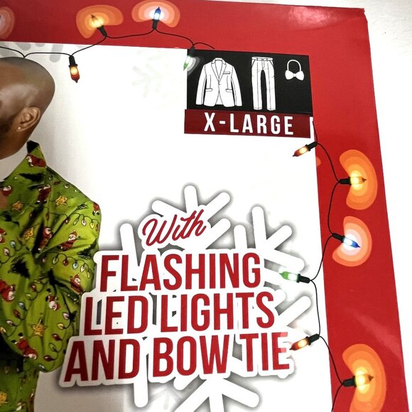 Life of the Party XL 3-Piece Suit With Flashing LED Lights & Bow Tie Holiday - Picture 2 of 4
